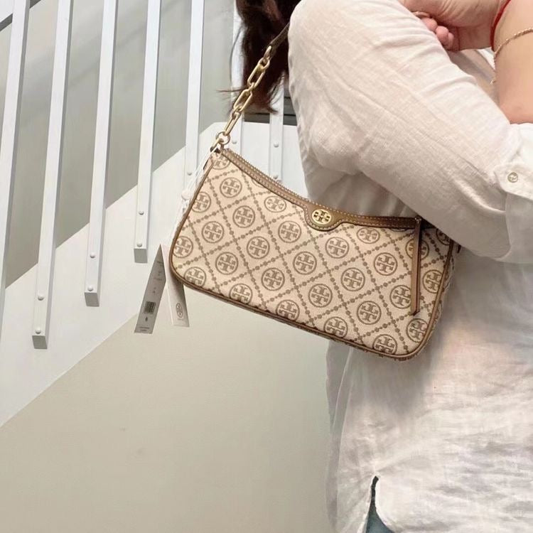 Tory Burch T Monogram Jacquard Logo Shoulder Bag with Brand Box