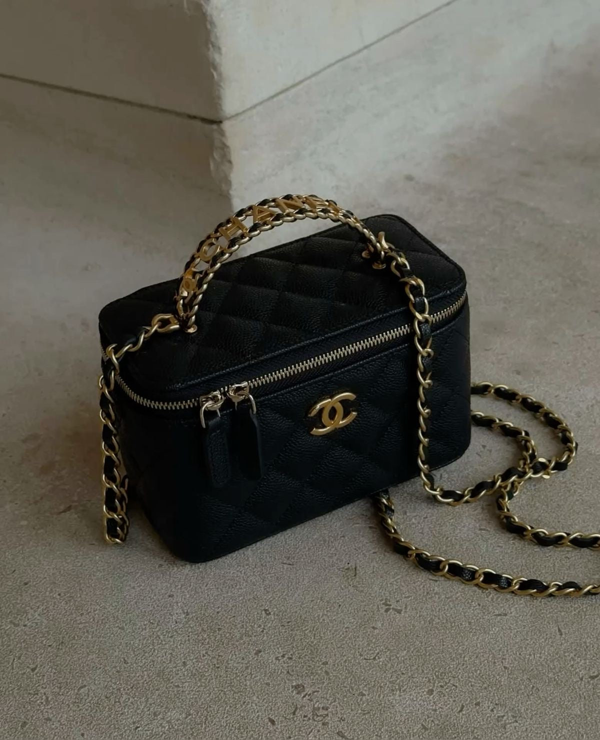 CHANEL Vanity Bag Black with Brand Box