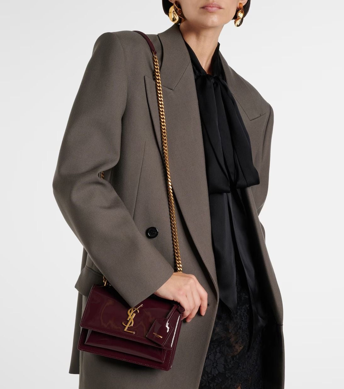 YSL Sunset Patent Leather Bag with Brand Box