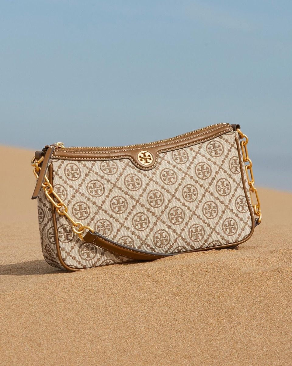 Tory Burch T Monogram Jacquard Logo Shoulder Bag with Brand Box
