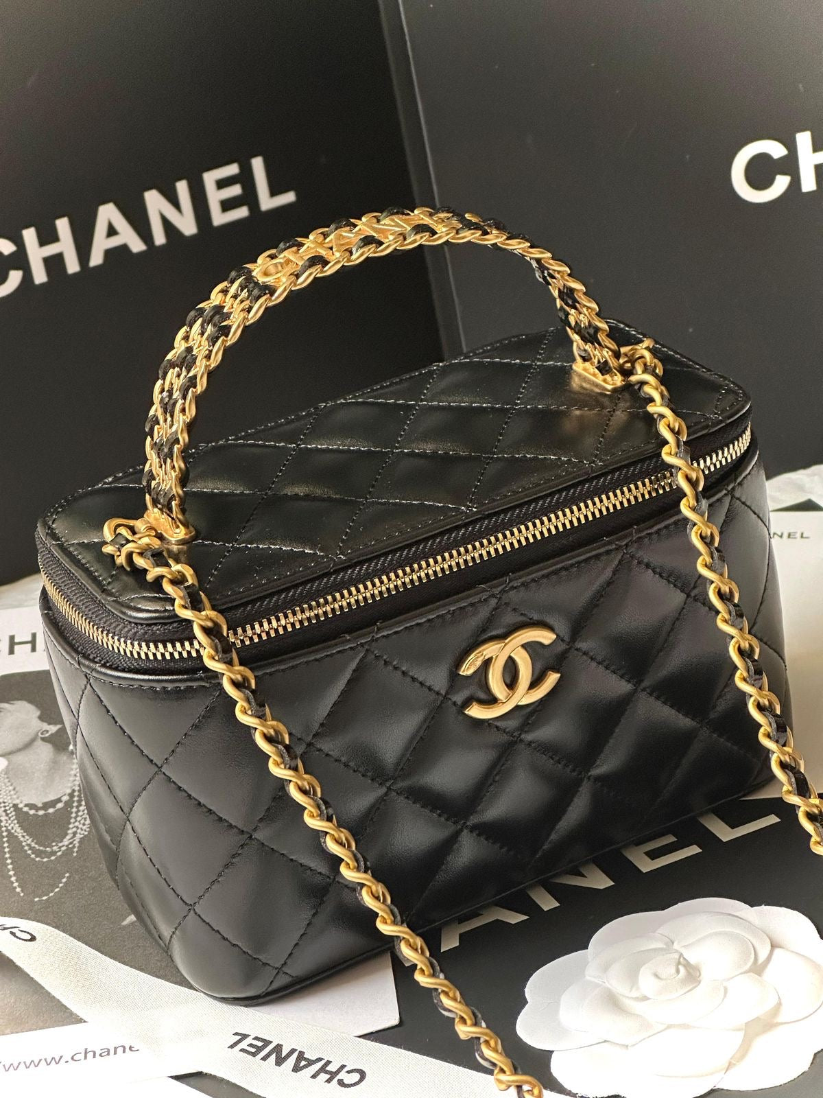 CHANEL Vanity Bag Black with Brand Box