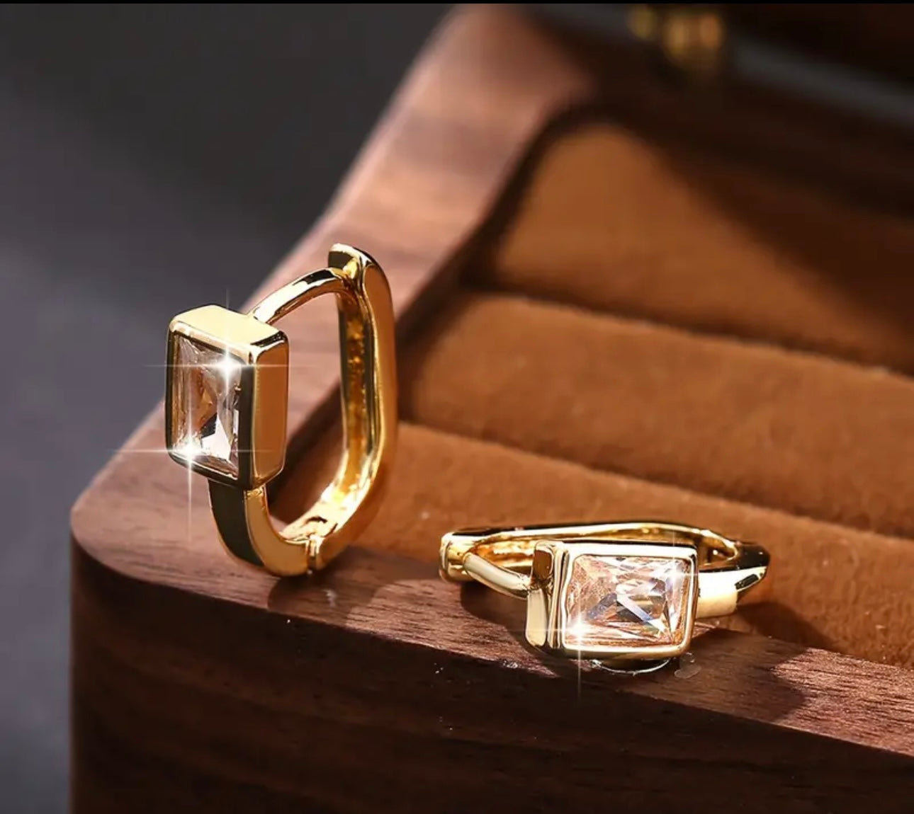 Tiny square zircon hoop earrings
