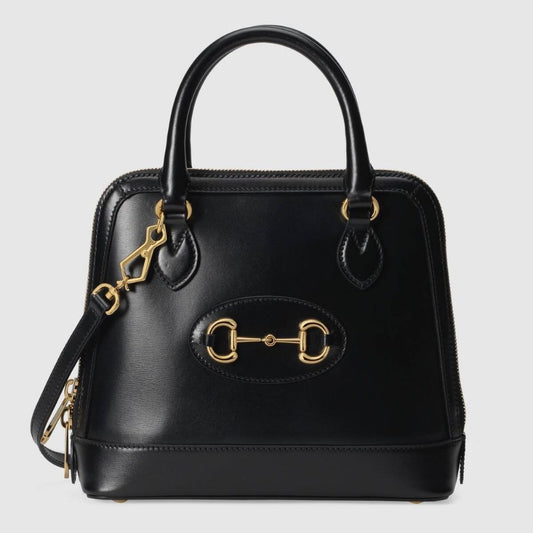 Gucci Black Leather Horsebit Bag with Brand Box and Dust Cover