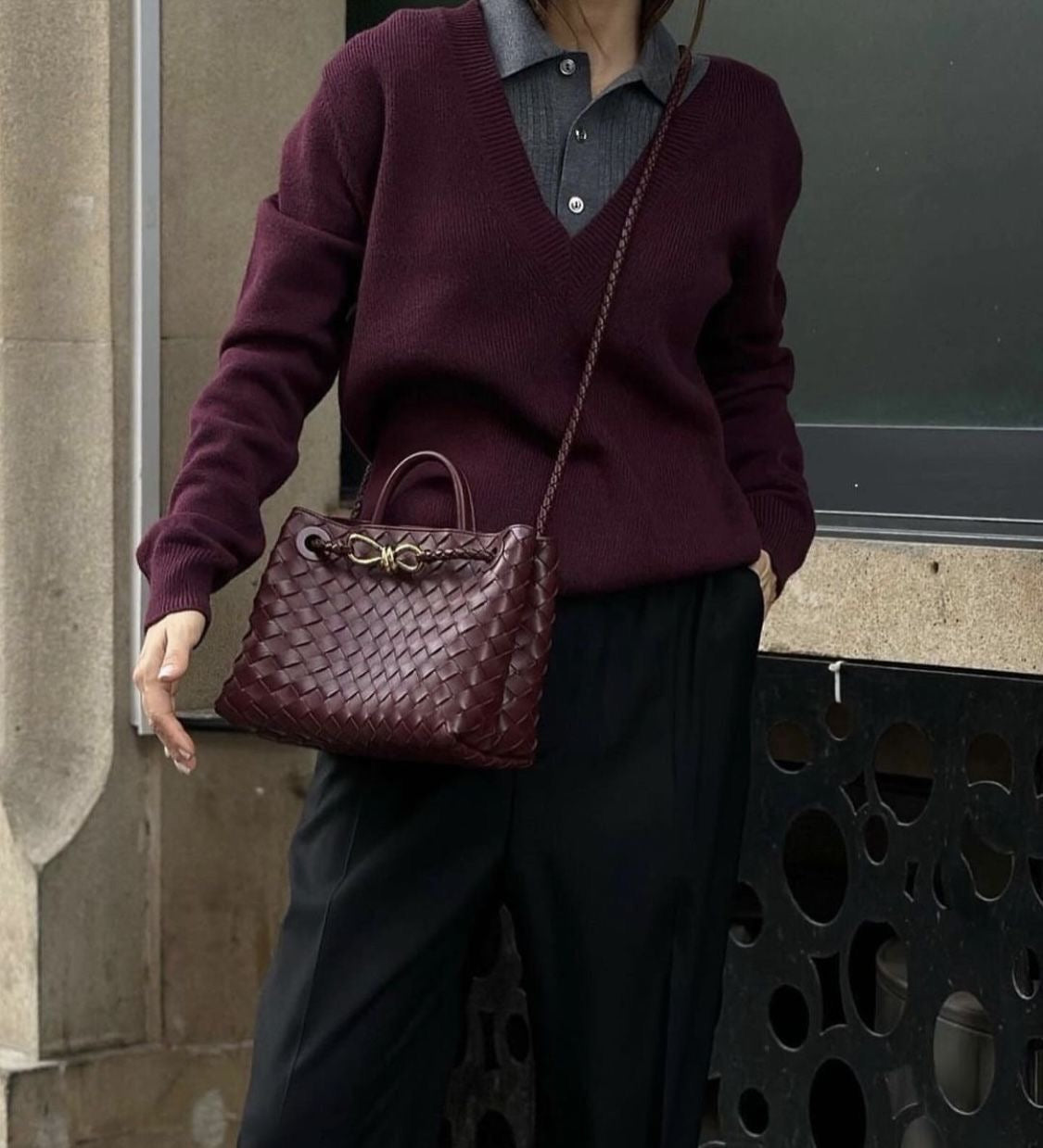 BOTTEGA VENETA BV Andioma Burgundy Bag