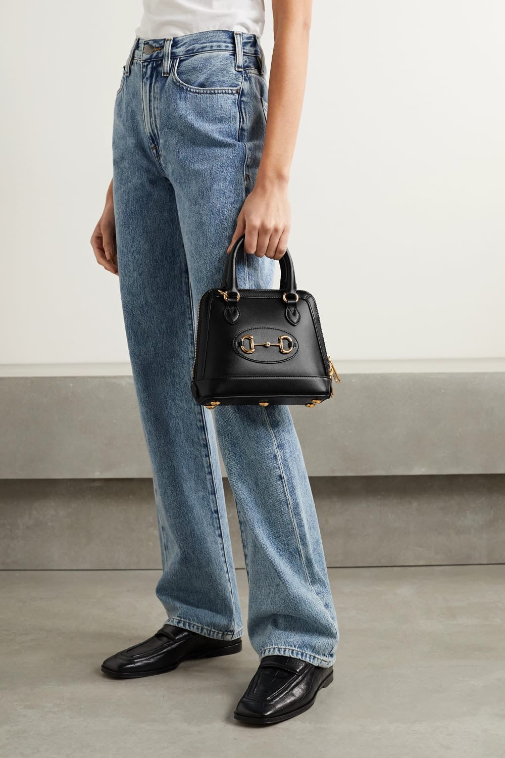 Gucci Black Leather Horsebit Bag with Brand Box and Dust Cover