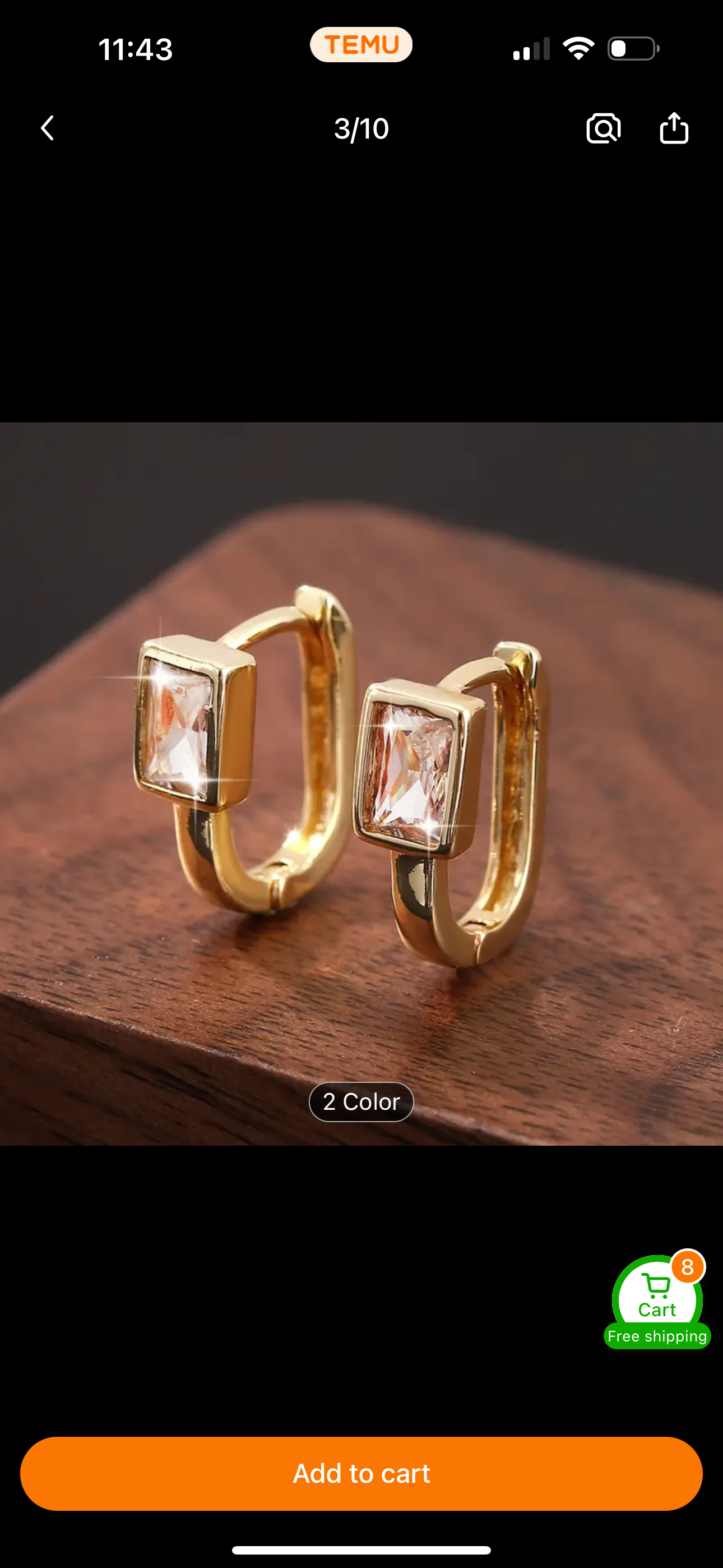 Tiny square zircon hoop earrings