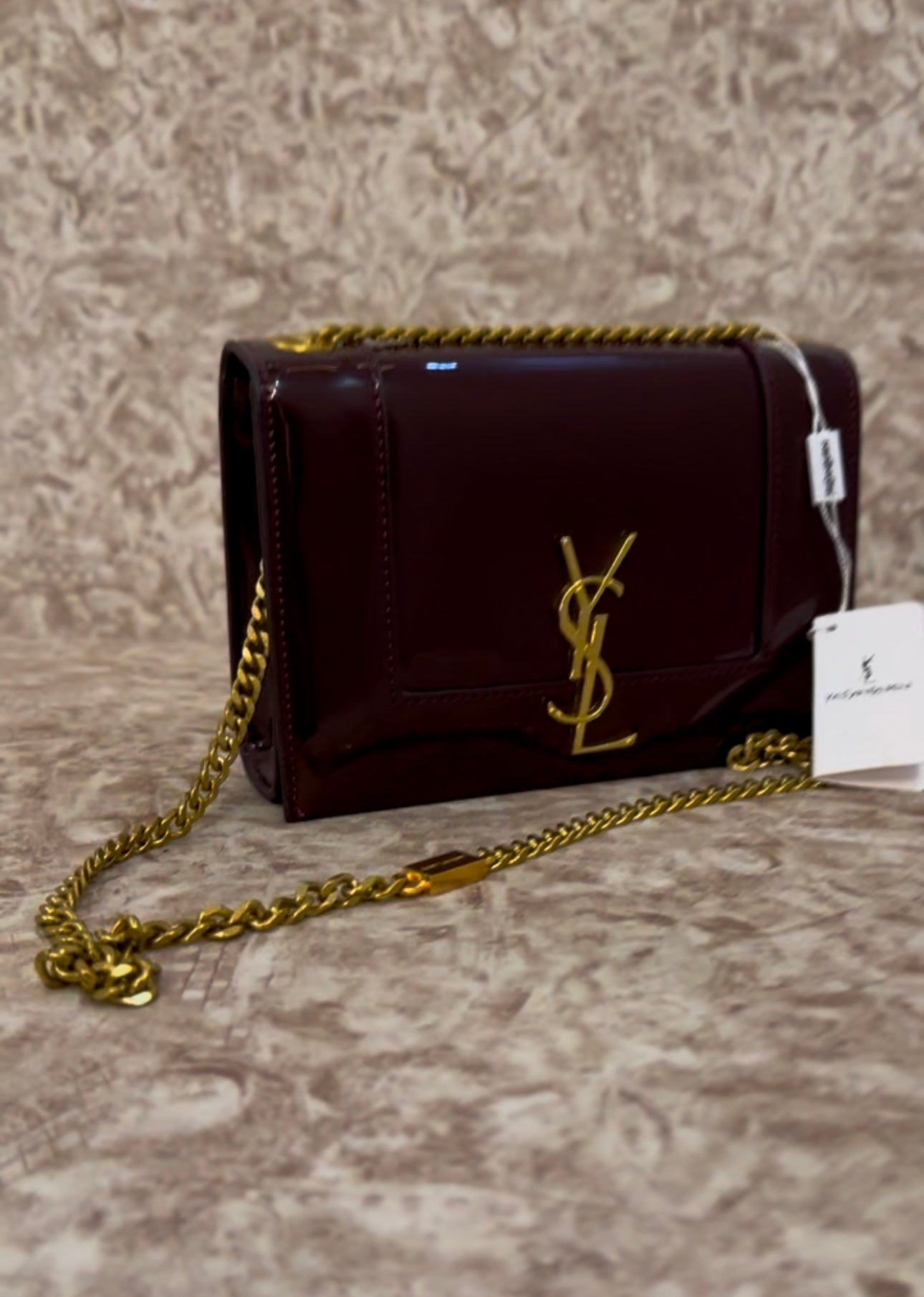 YSL Burgundy Bag with Brand Box