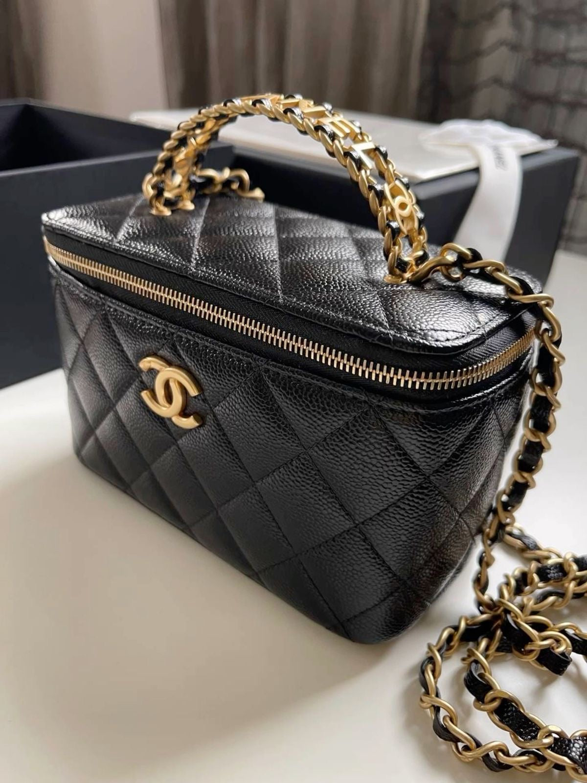 CHANEL Vanity Bag Black with Brand Box