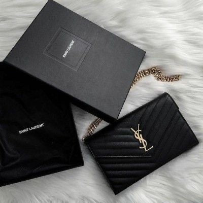 YSL Quilted Chain Wallet with Brand Box