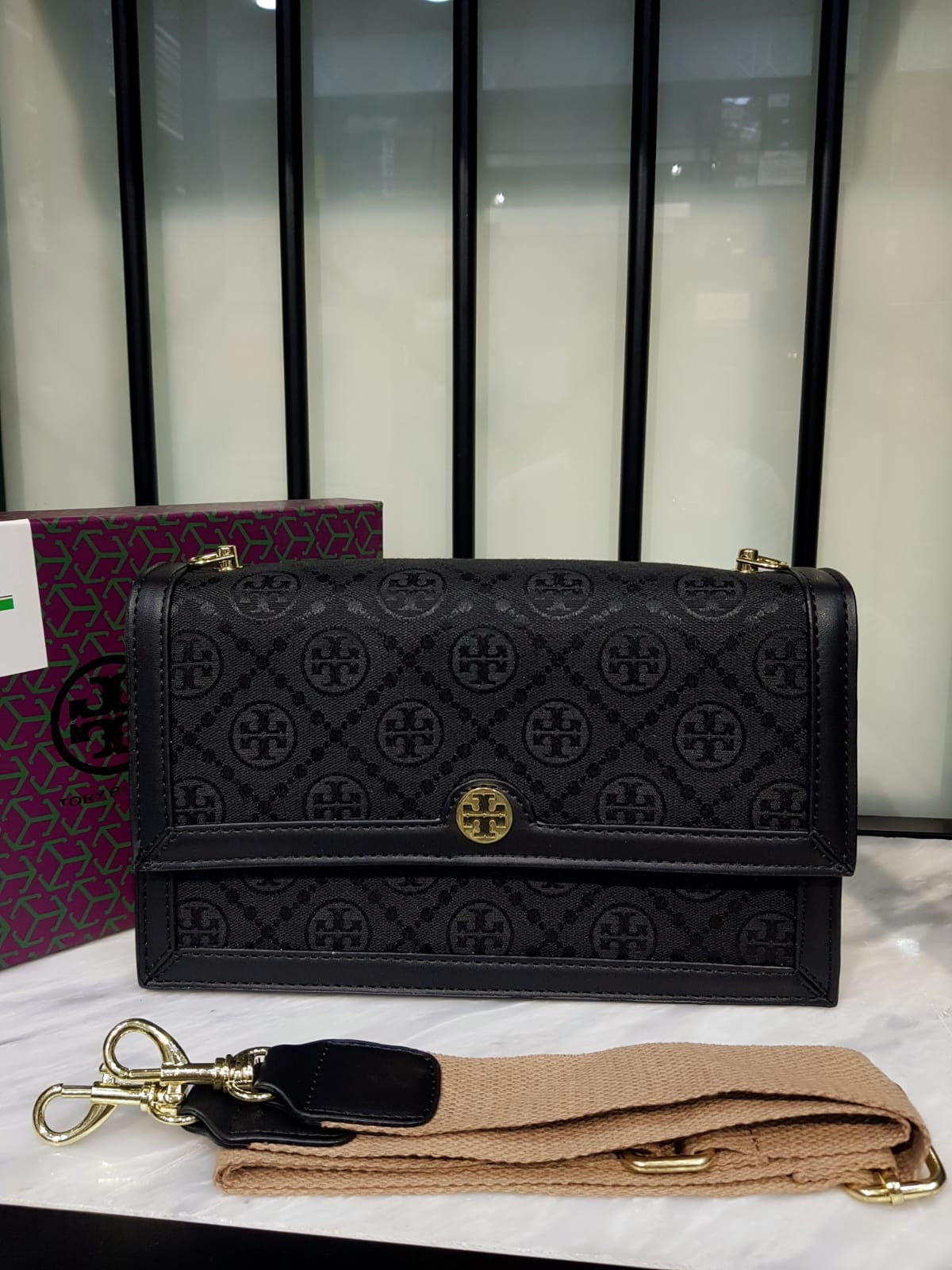 Tory Burch Jacquard Crossbody Bag with Brand Box