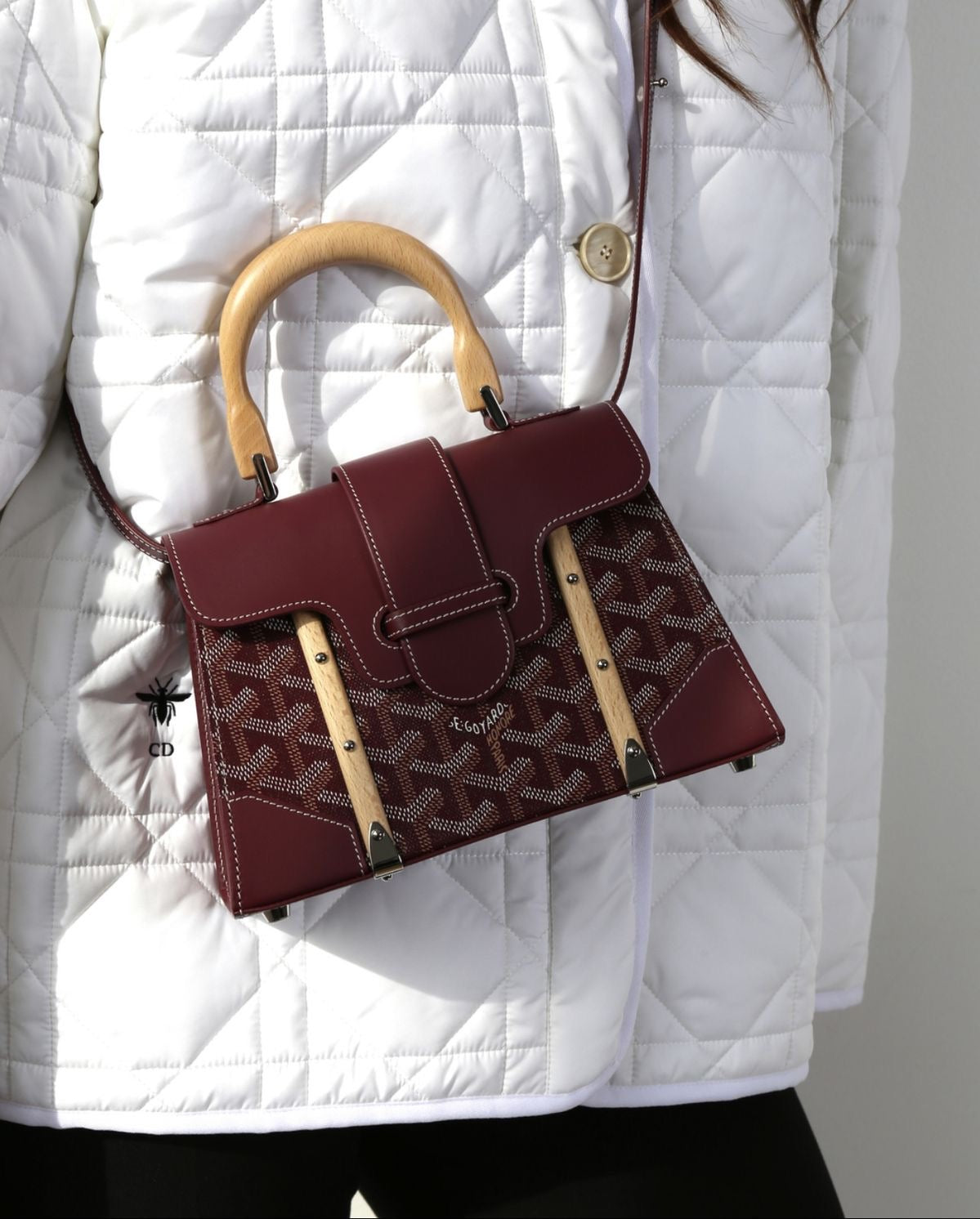 Goyard Coated Leather MM Saigon Bag with Brand Box