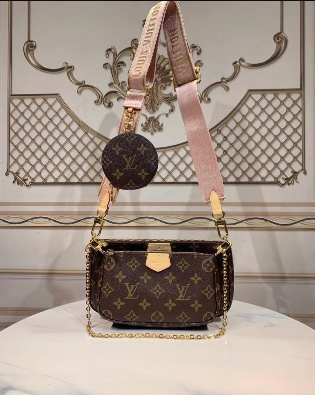 Imported LOUIS VIUTTON Cross Body Bag with Brand Box- Pink Strap