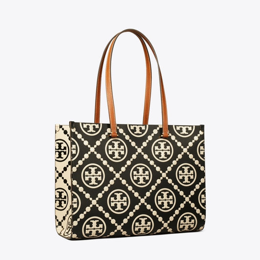 Tory Burch T Monogram Contrast Embossed Tote with Brand Box