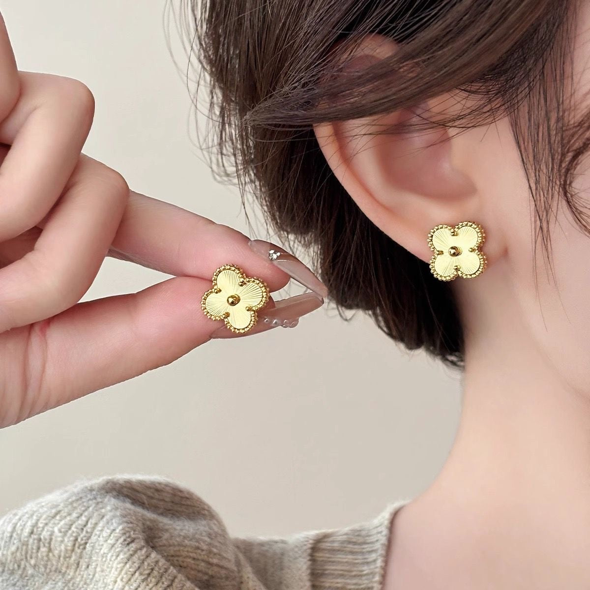 Gold Clover Studs