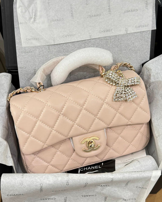 CHANEL Small Classic Top Handle with Brand Brand Box - Genuine Leather
