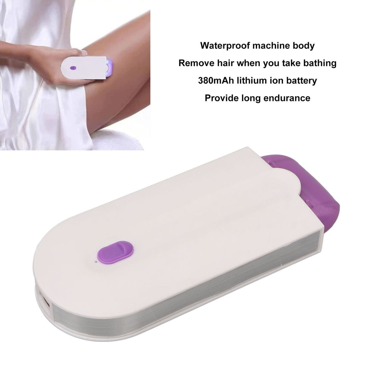 Painless Hair Removal Rechargeable Lithium-Ion Battery Device- Advanced Censor Light Technology- 3 in 1- For Men & Women