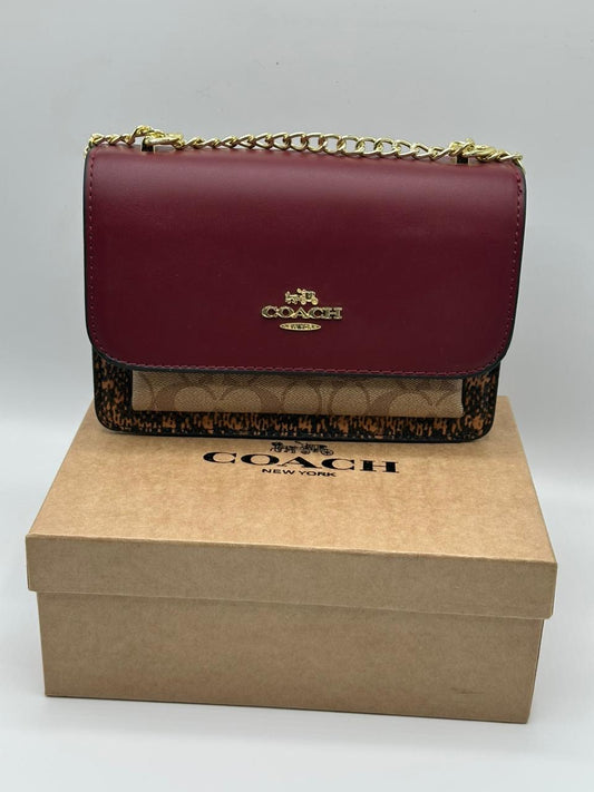 COACH Handbag with Brand Box- Maroon Color