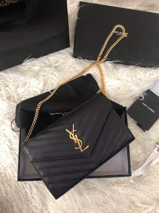 YSL Quilted Chain Wallet with Brand Box