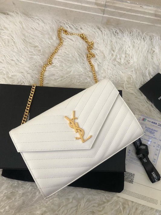 YSL Quilted Chain Wallet with Brand Box