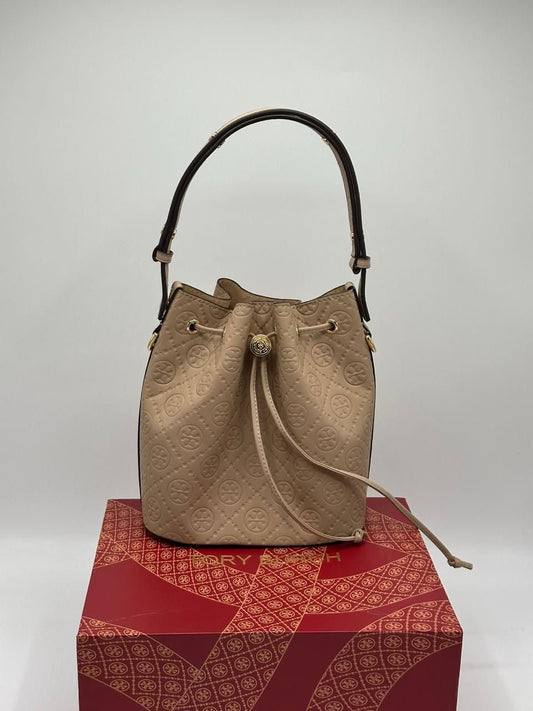 Tory Burch Leather Bucket Bag with Brand Box