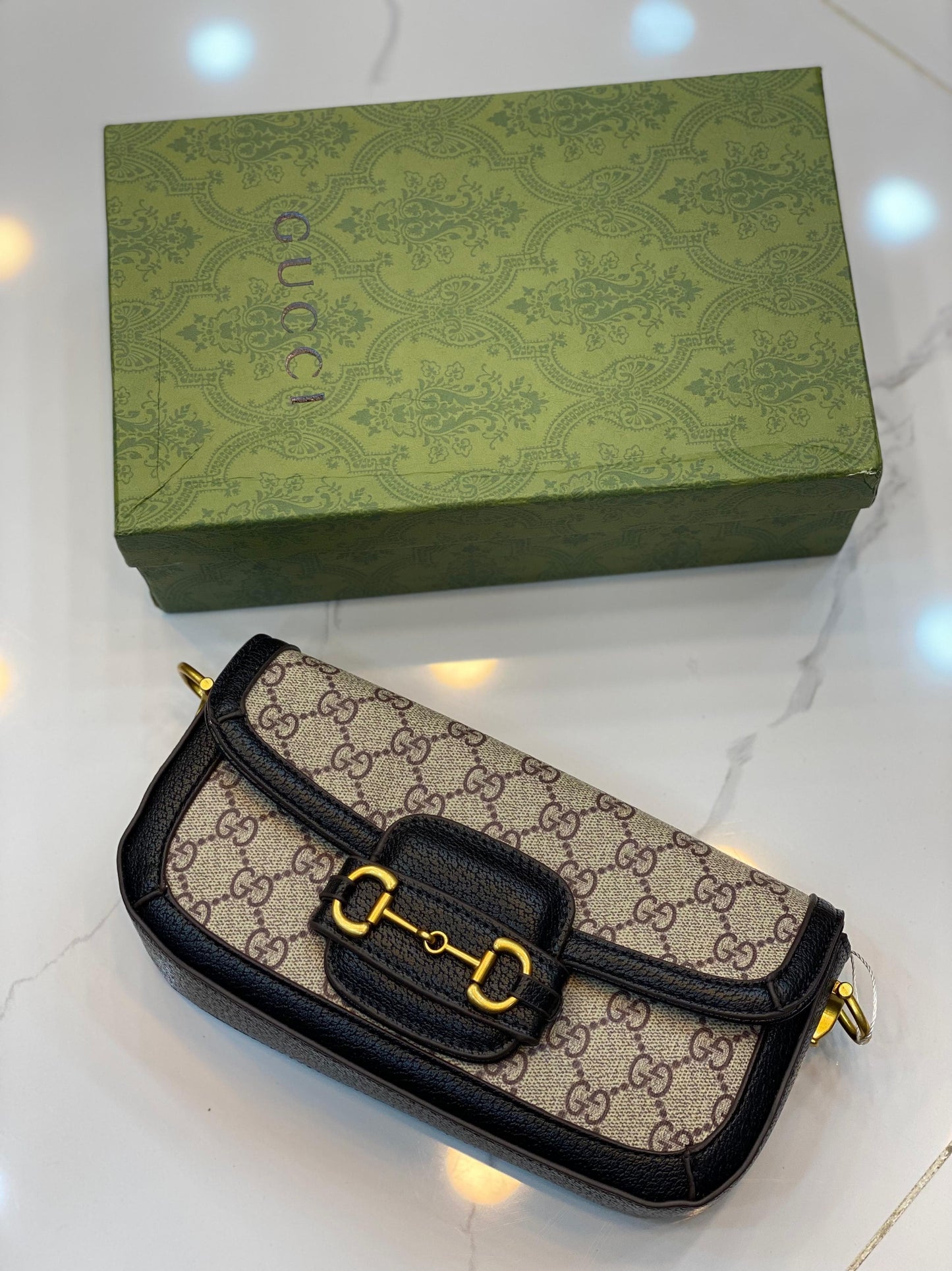 GUCCI horsebit handbag black with brand box