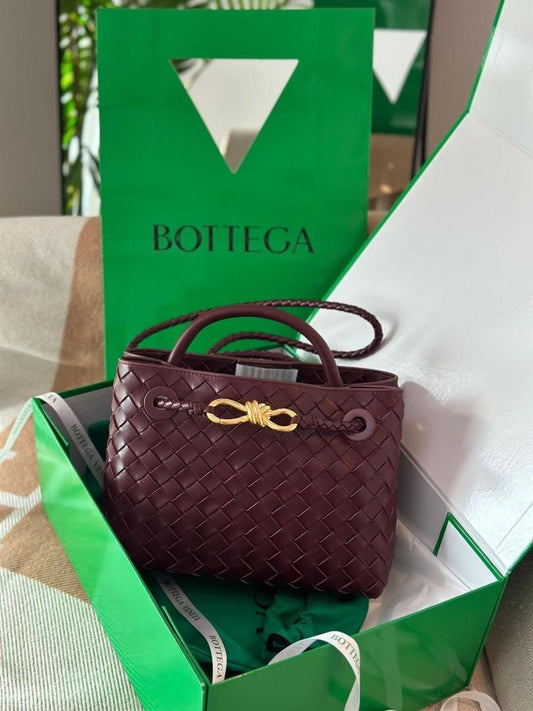 BOTTEGA VENETA BV Andioma Burgundy Bag with Brand Box- Small