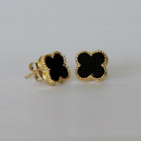 Black Flower Studs