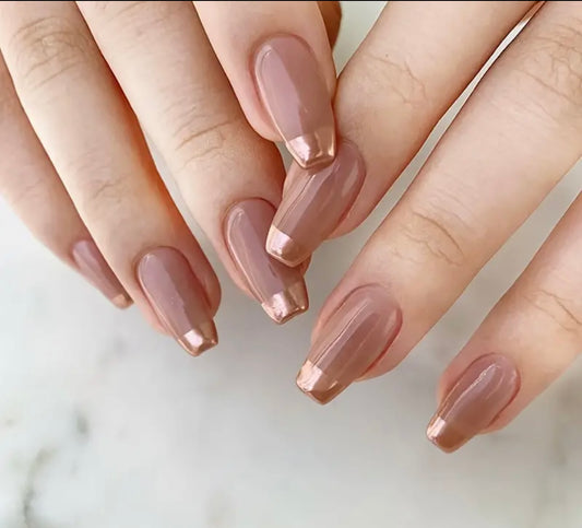 24-Pieces Nude Ballet Short Nail Tips Set. Glossy French Tip False Nails..!!