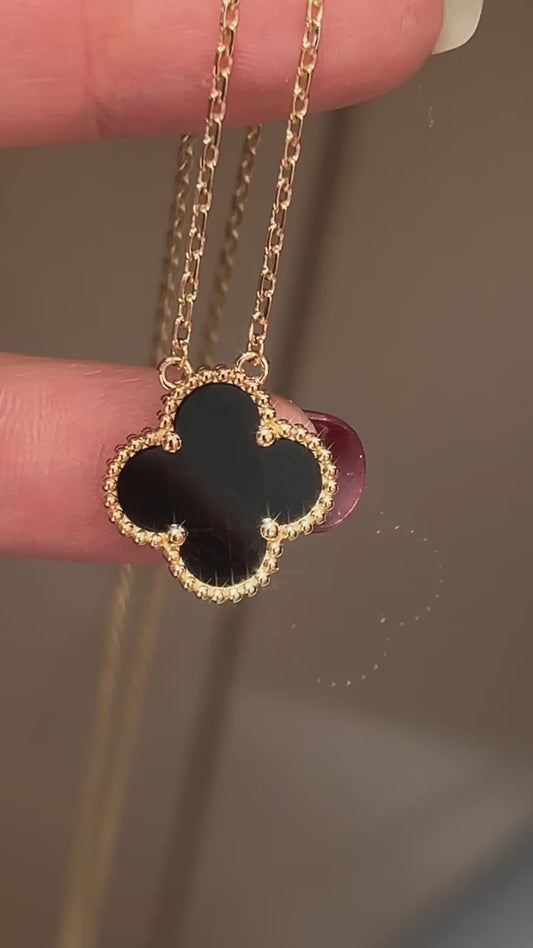 Black Clover Penadant with Gold Chain